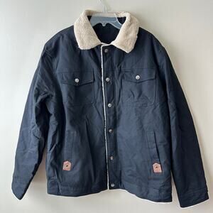 NEW Foxtrot Outerwear Trucker Jacket Thermal Fleece Lined Black Tan Men's XXL